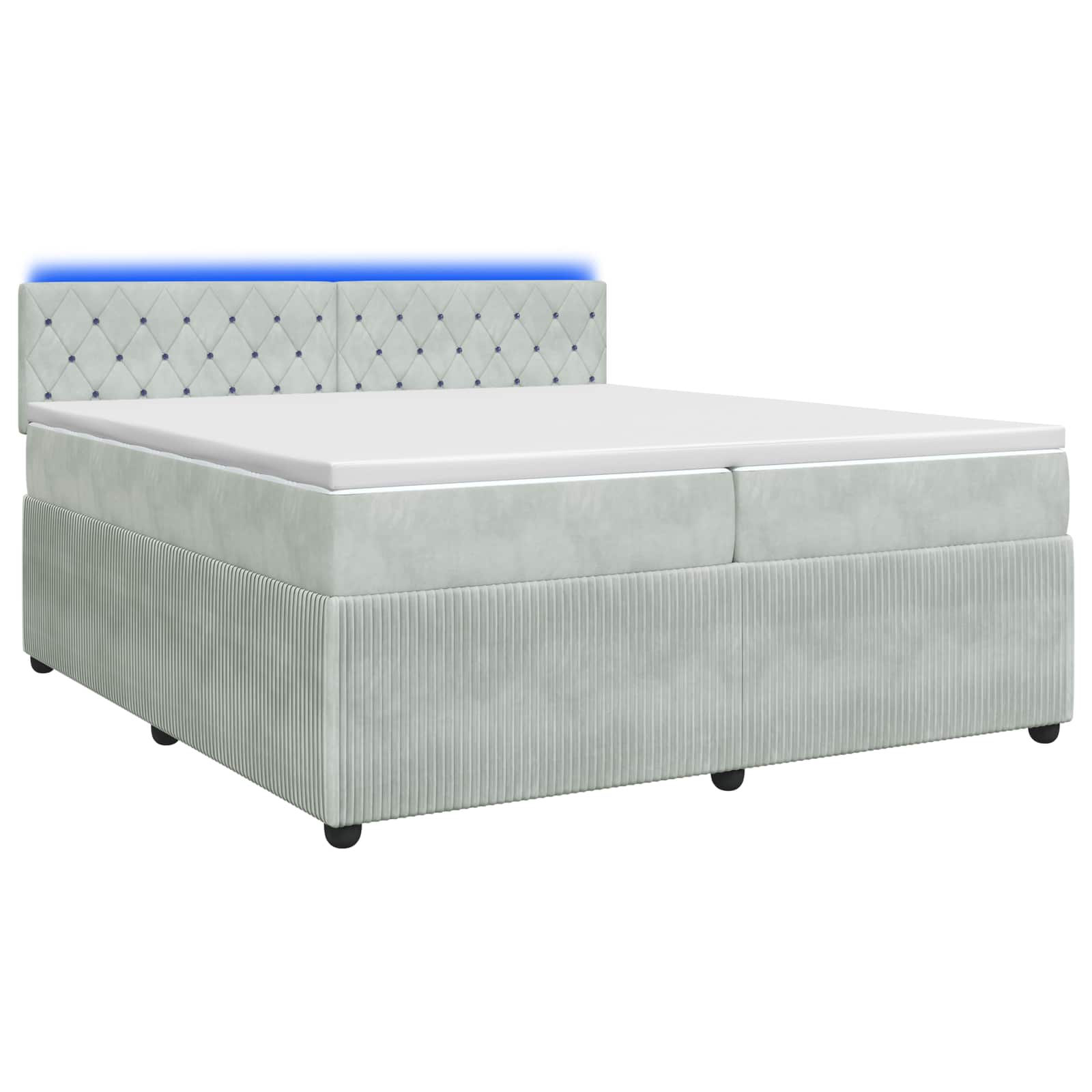 Boxspringbett mit Matratze Hellgrau 200 x 200 cm Samt