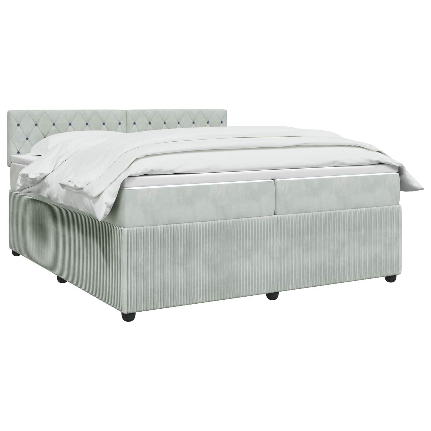 Boxspringbett mit Matratze Hellgrau 200 x 200 cm Samt