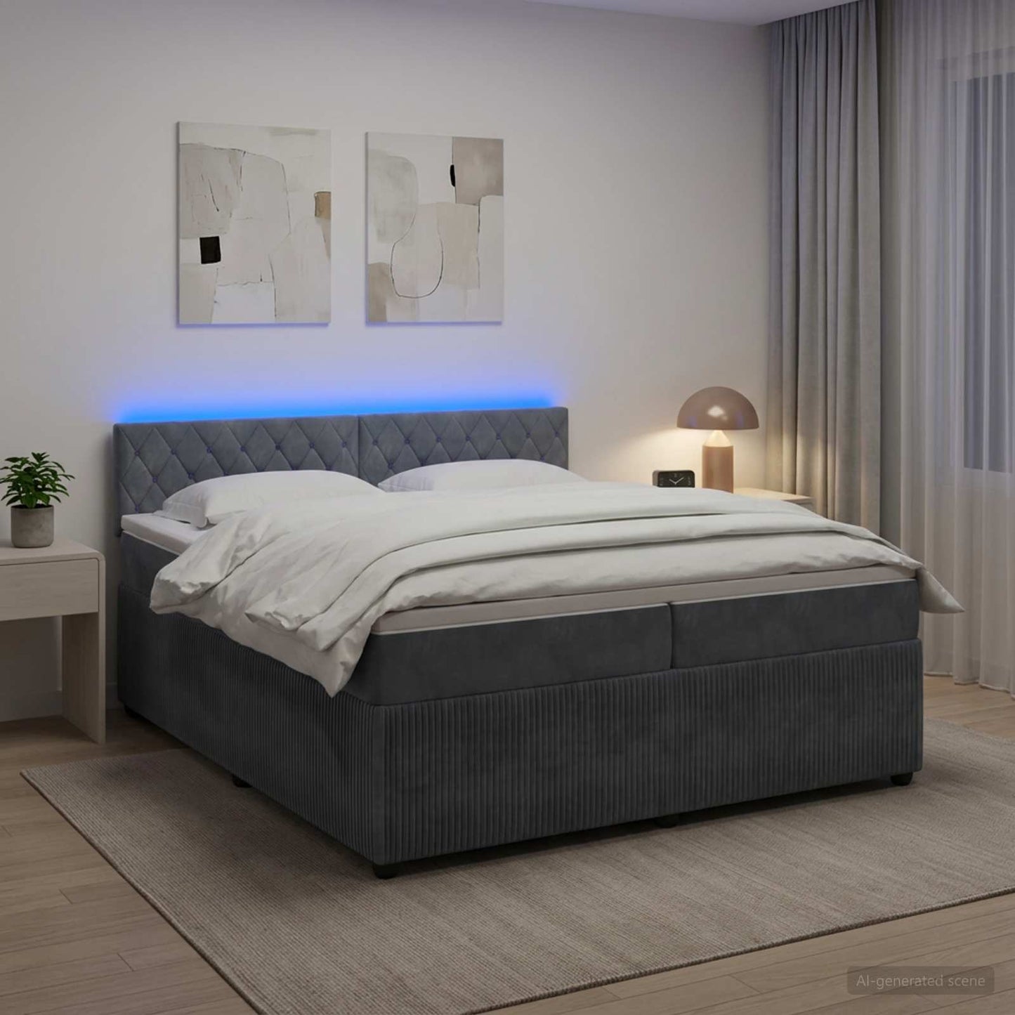 Boxspringbett mit Matratze Dunkelgrau 200 x 200 cm Samt