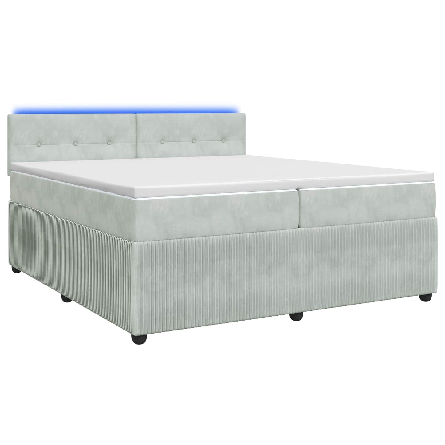 Boxspringbett mit Matratze Hellgrau 200 x 200 cm Samt