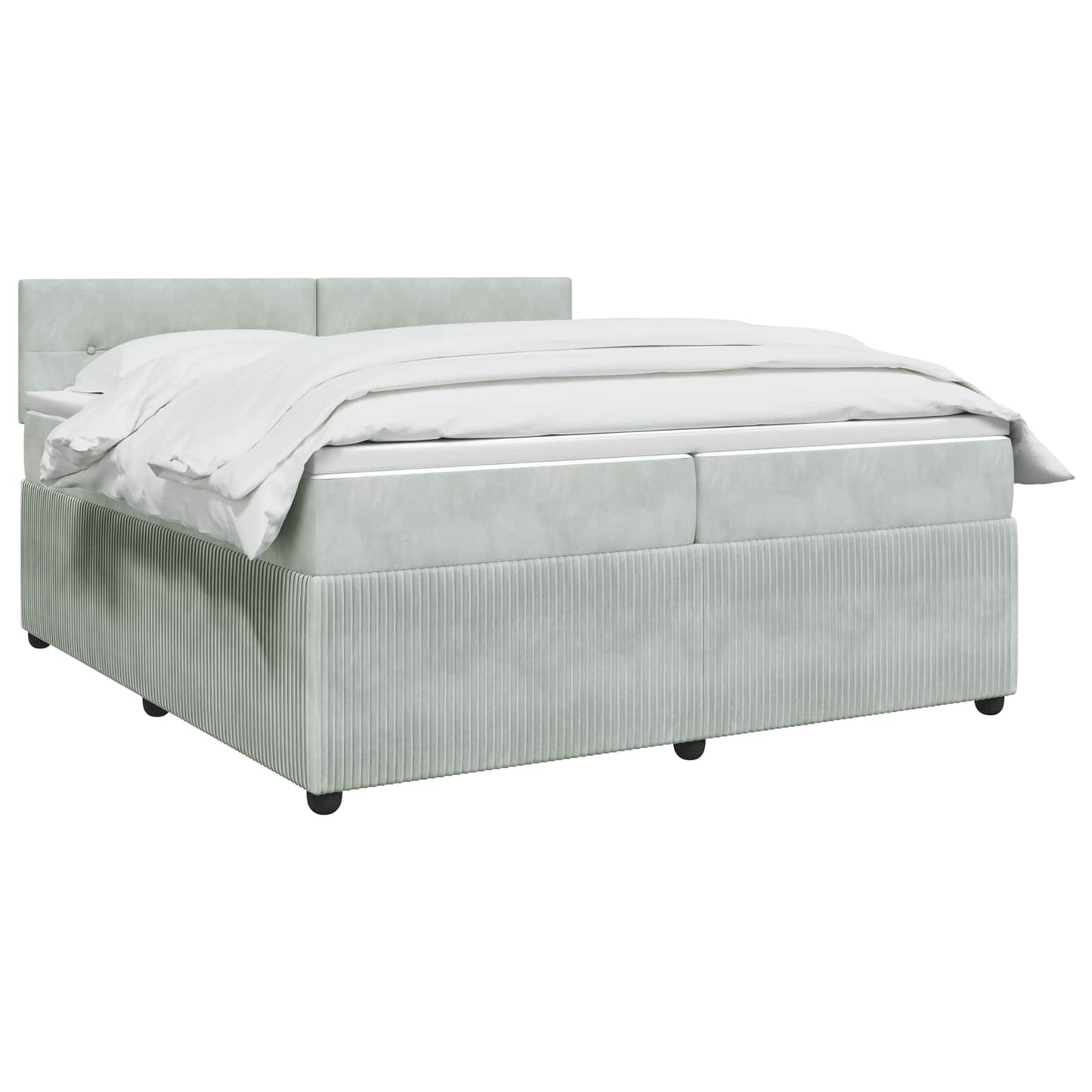 Boxspringbett mit Matratze Hellgrau 200 x 200 cm Samt