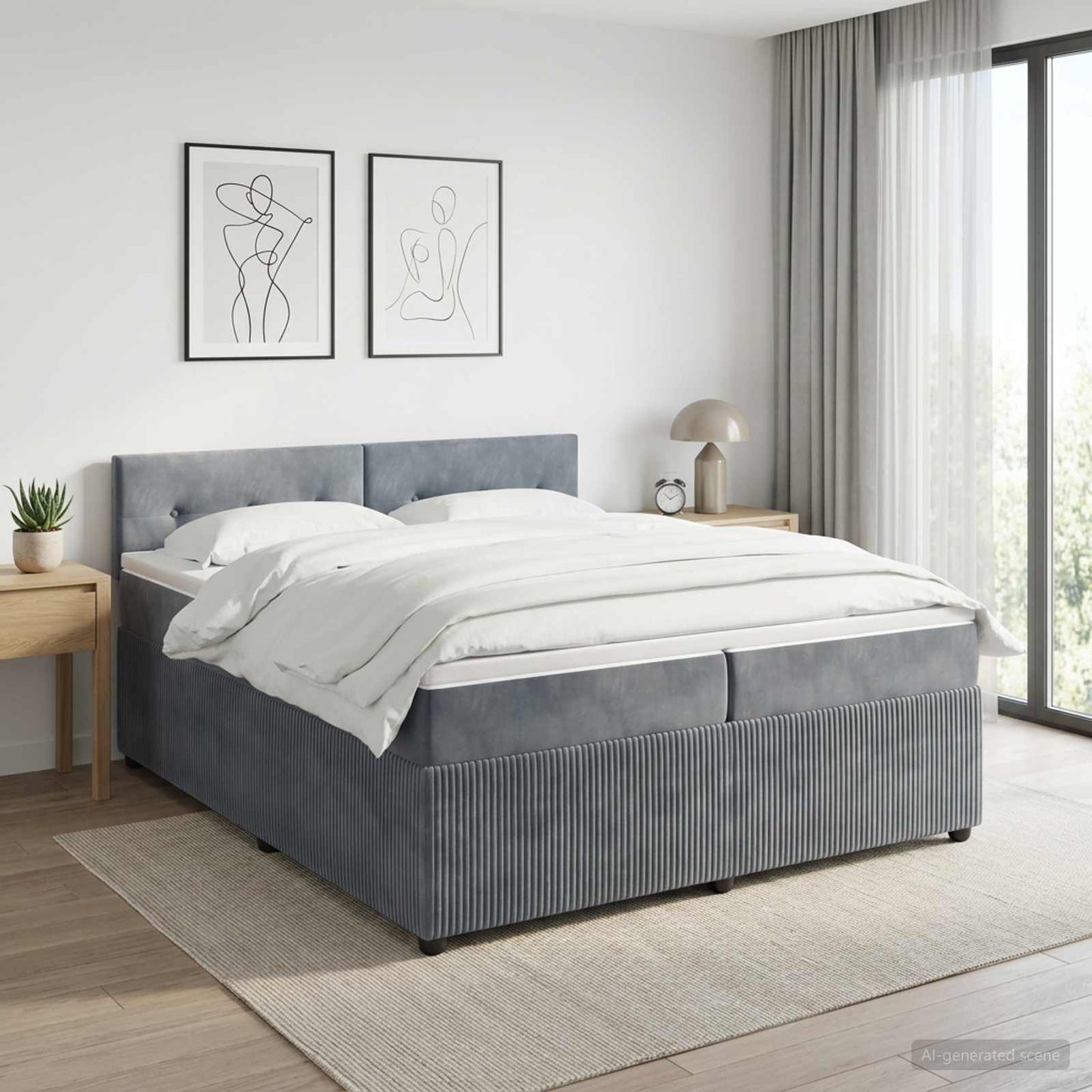 Boxspringbett mit Matratze Dunkelgrau 200 x 200 cm Samt