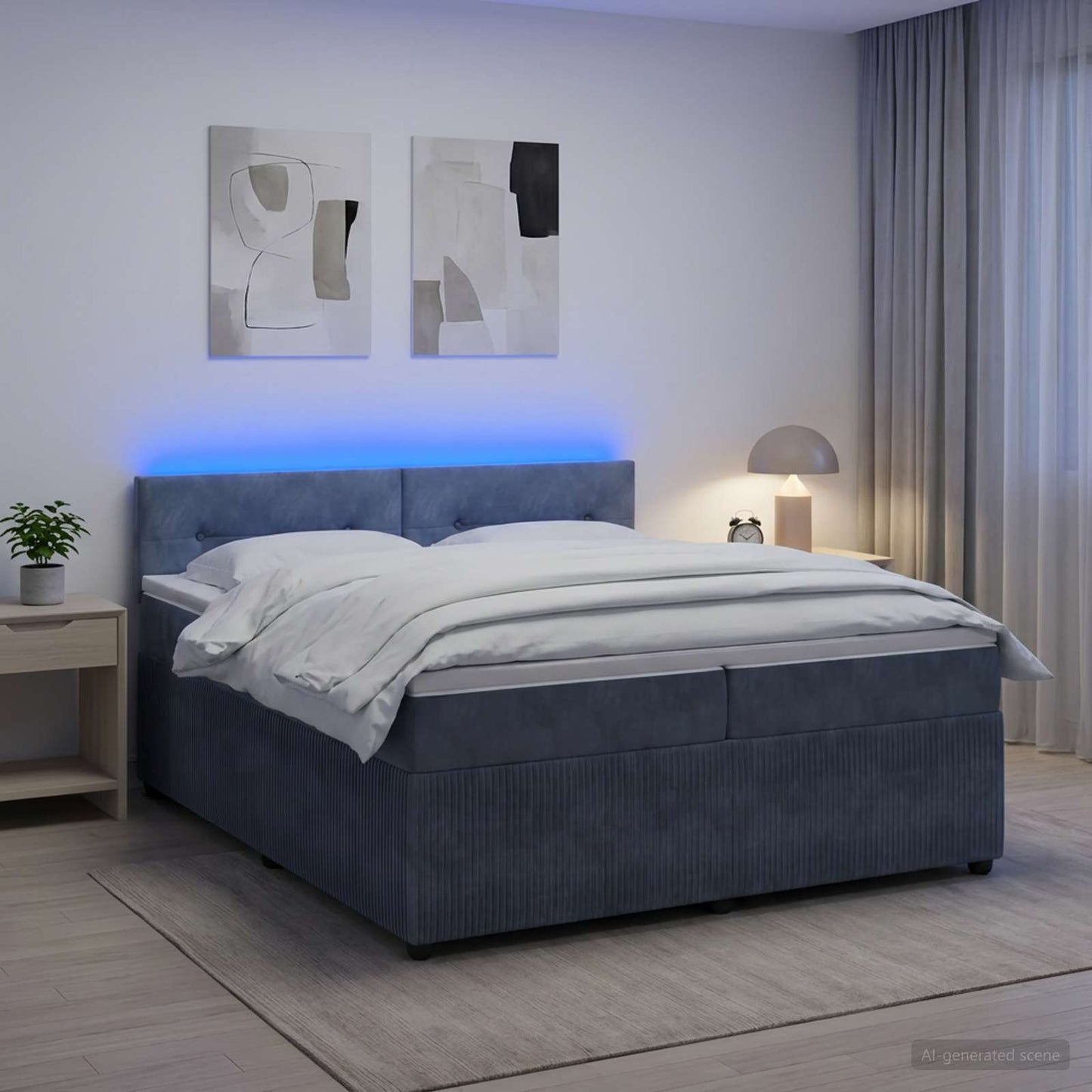 Boxspringbett mit Matratze Dunkelgrau 200 x 200 cm Samt