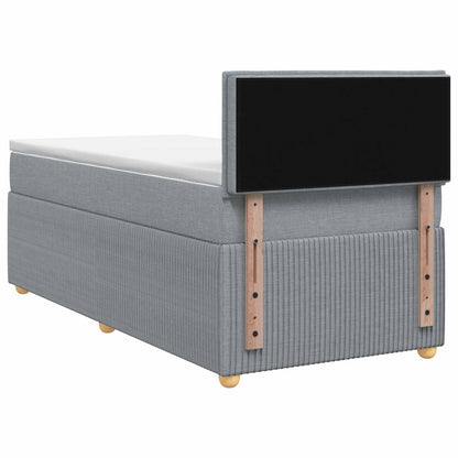 Boxspringbett mit Matratze und LED Hellgrau 90 x 190 cm Stoff