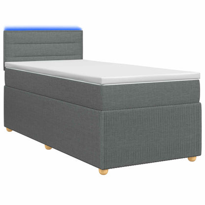 Boxspringbett mit Matratze und LED Dunkelgrau 90 x 190 cm Stoff