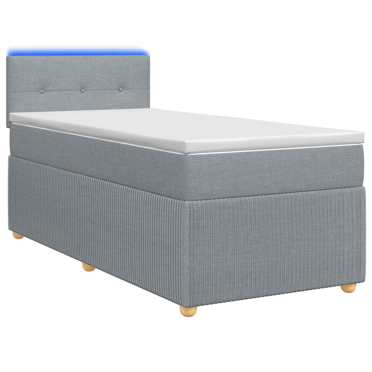 Boxspringbett mit Matratze und LED Hellgrau 90 x 190 cm Stoff