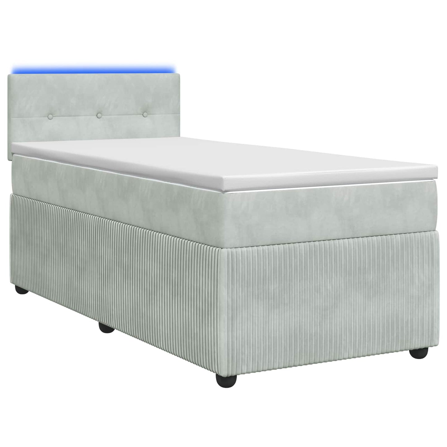Boxspringbett mit Matratze und LED Hellgrau 90 x 190 cm Samt