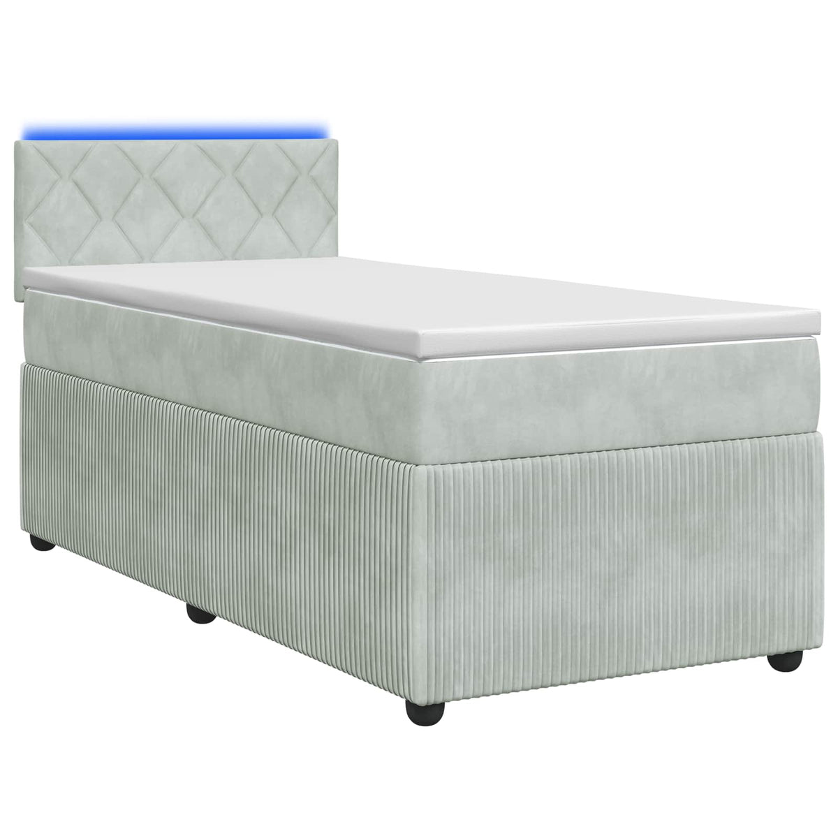 Boxspringbett mit Matratze und LED Hellgrau 90 x 190 cm Samt