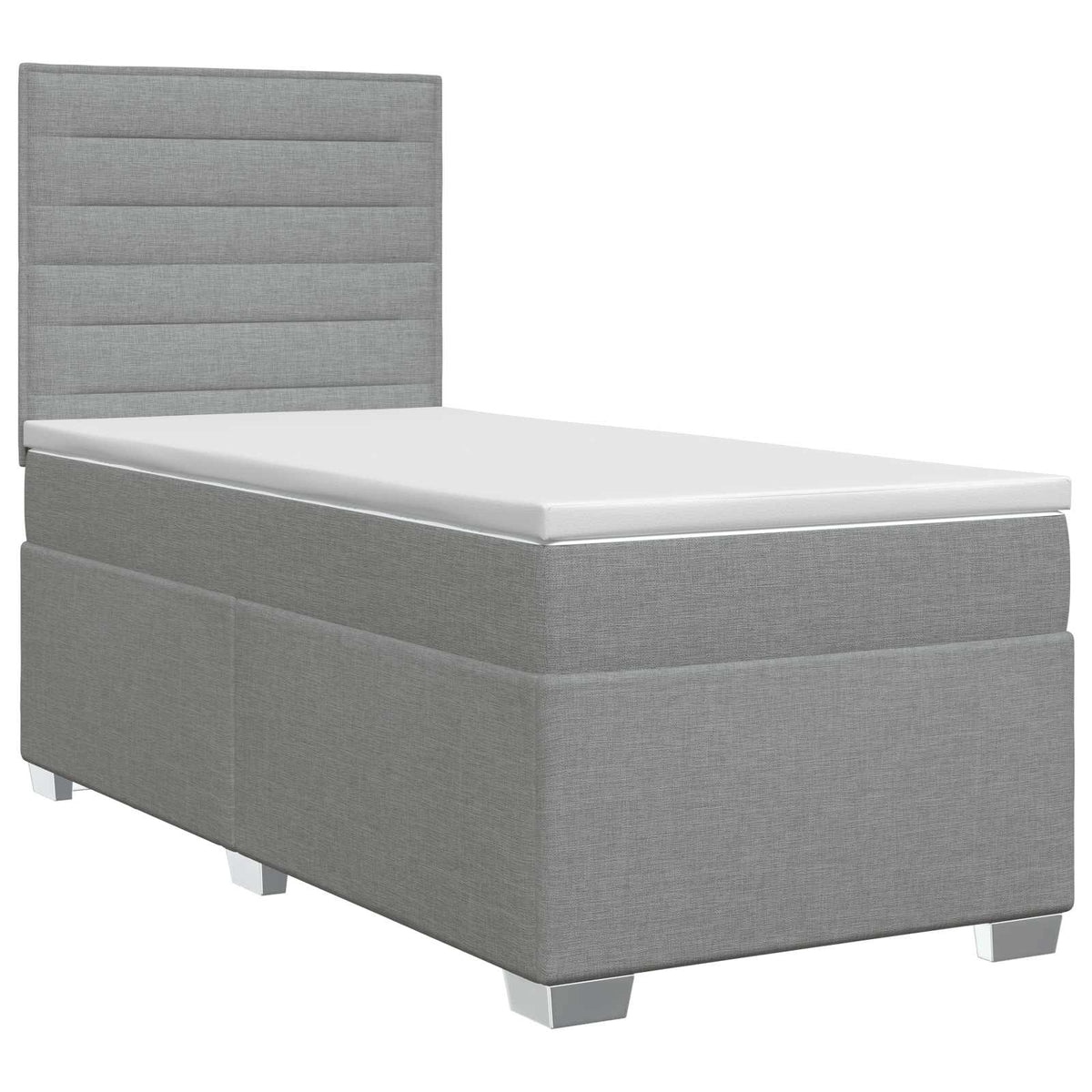 Boxspringbett mit Matratze Hellgrau 80 x 200 cm Stoff
