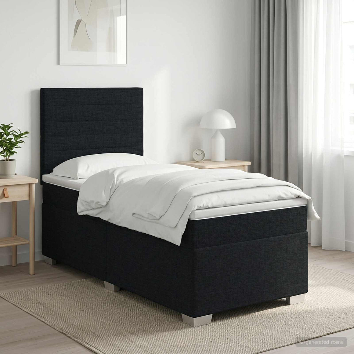 Boxspringbett mit Matratze Schwarz 100 x 200 cm Stoff