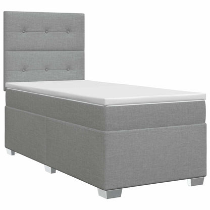 Boxspringbett mit Matratze Hellgrau 80 x 200 cm Stoff