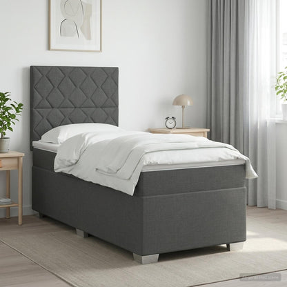 Boxspringbett mit Matratze Dunkelgrau 90 x 190 cm Stoff