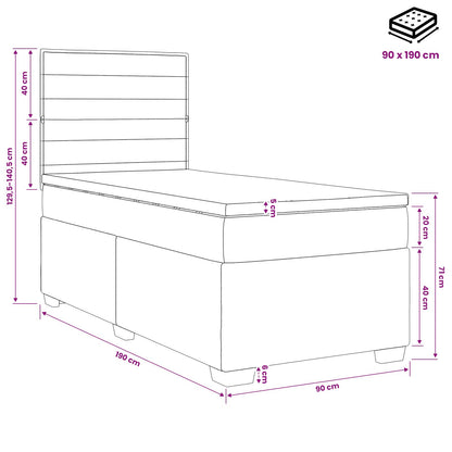 Boxspringbett mit Matratze Hellgrau 90 x 190 cm Stoff