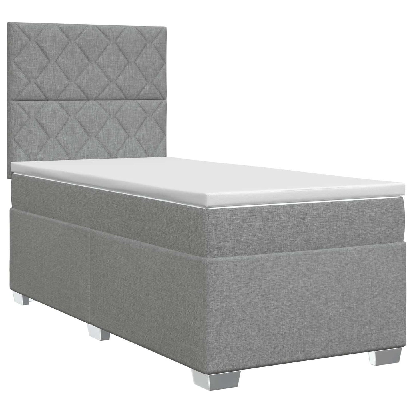 Boxspringbett mit Matratze Hellgrau 90 x 190 cm Stoff