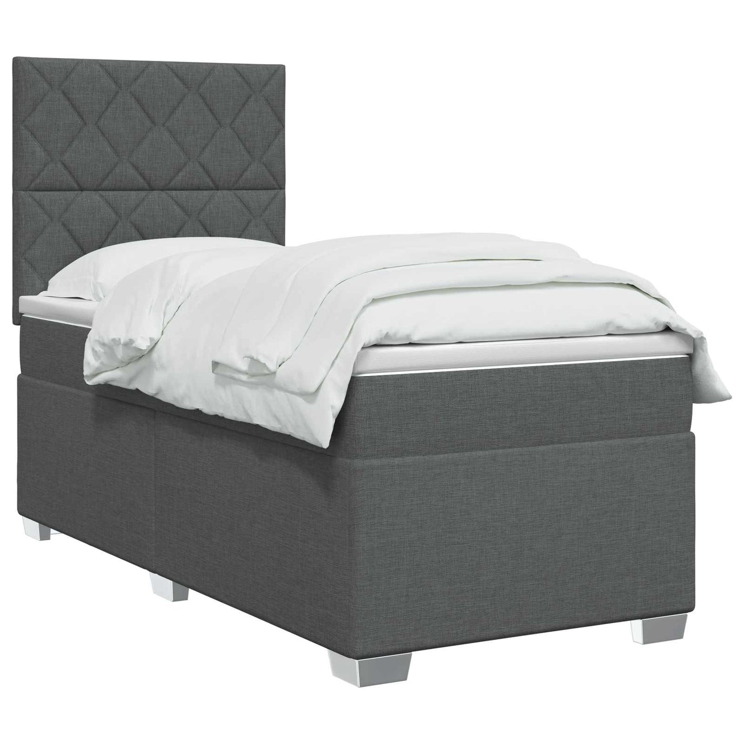 Boxspringbett mit Matratze Dunkelgrau 90 x 190 cm Stoff