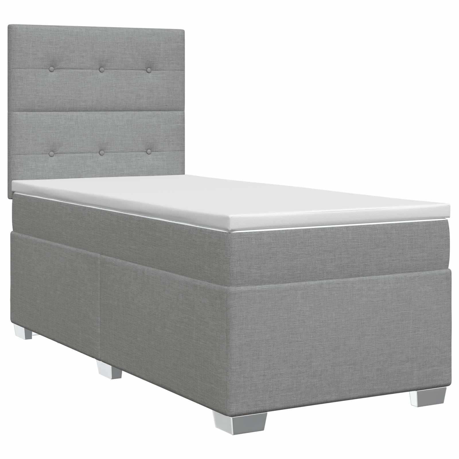 Boxspringbett mit Matratze Hellgrau 90 x 200 cm Stoff