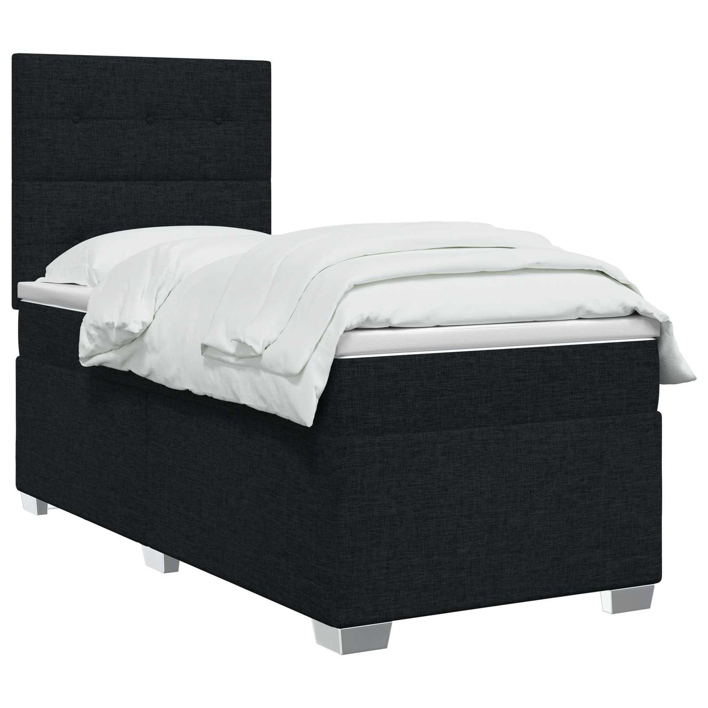 Boxspringbett mit Matratze Schwarz 90 x 200 cm Stoff