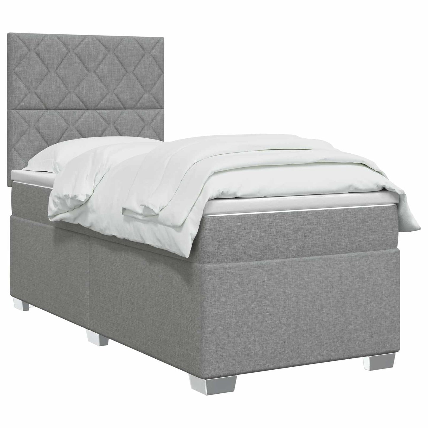 Boxspringbett mit Matratze Hellgrau 90 x 200 cm Stoff