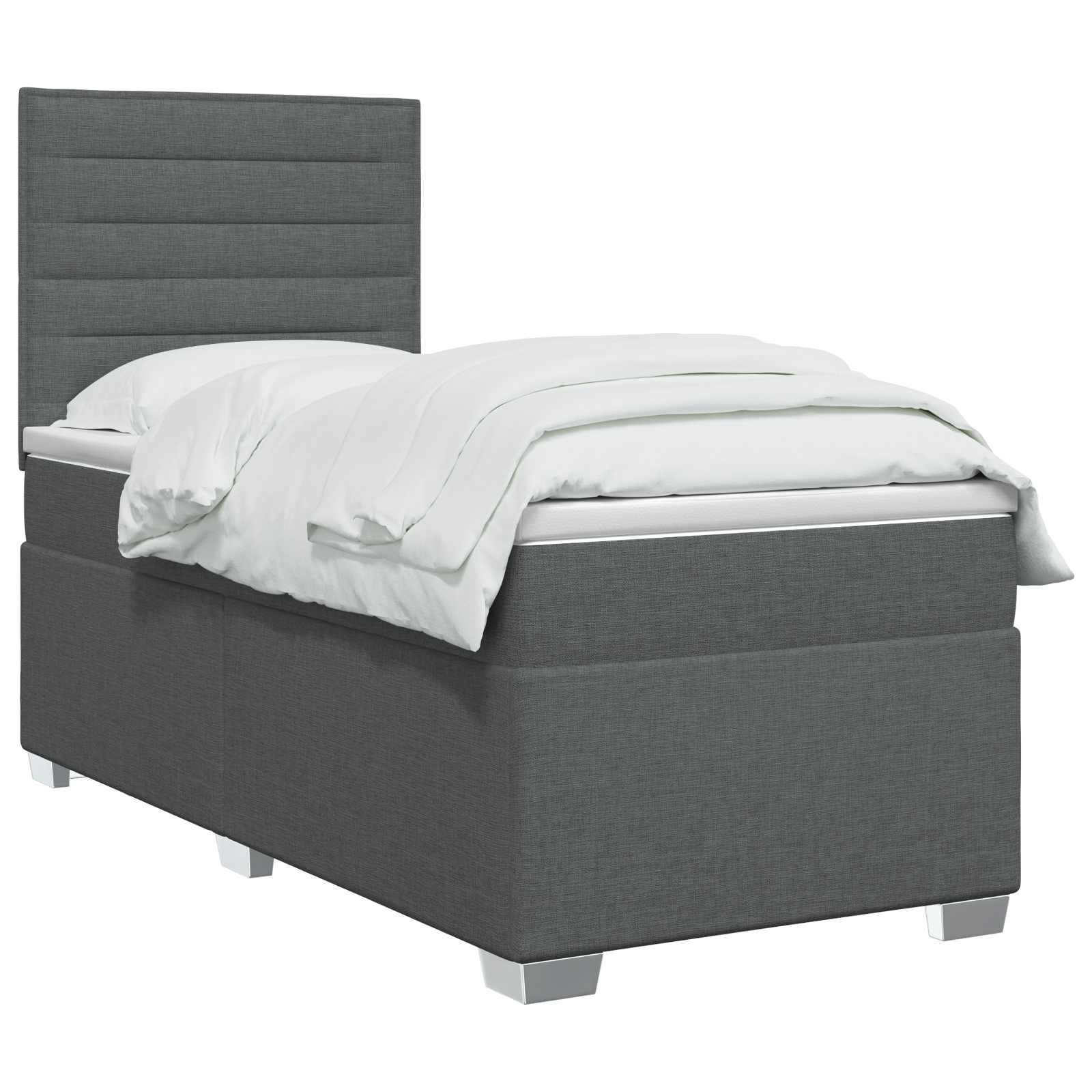 Boxspringbett mit Matratze Dunkelgrau 100 x 200 cm Stoff