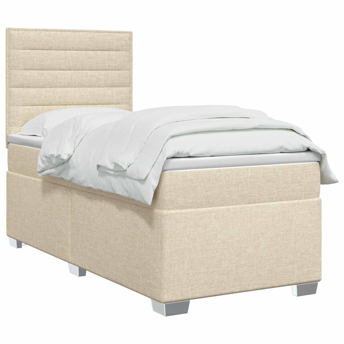 Boxspringbett mit Matratze Creme 100 x 200 cm Stoff