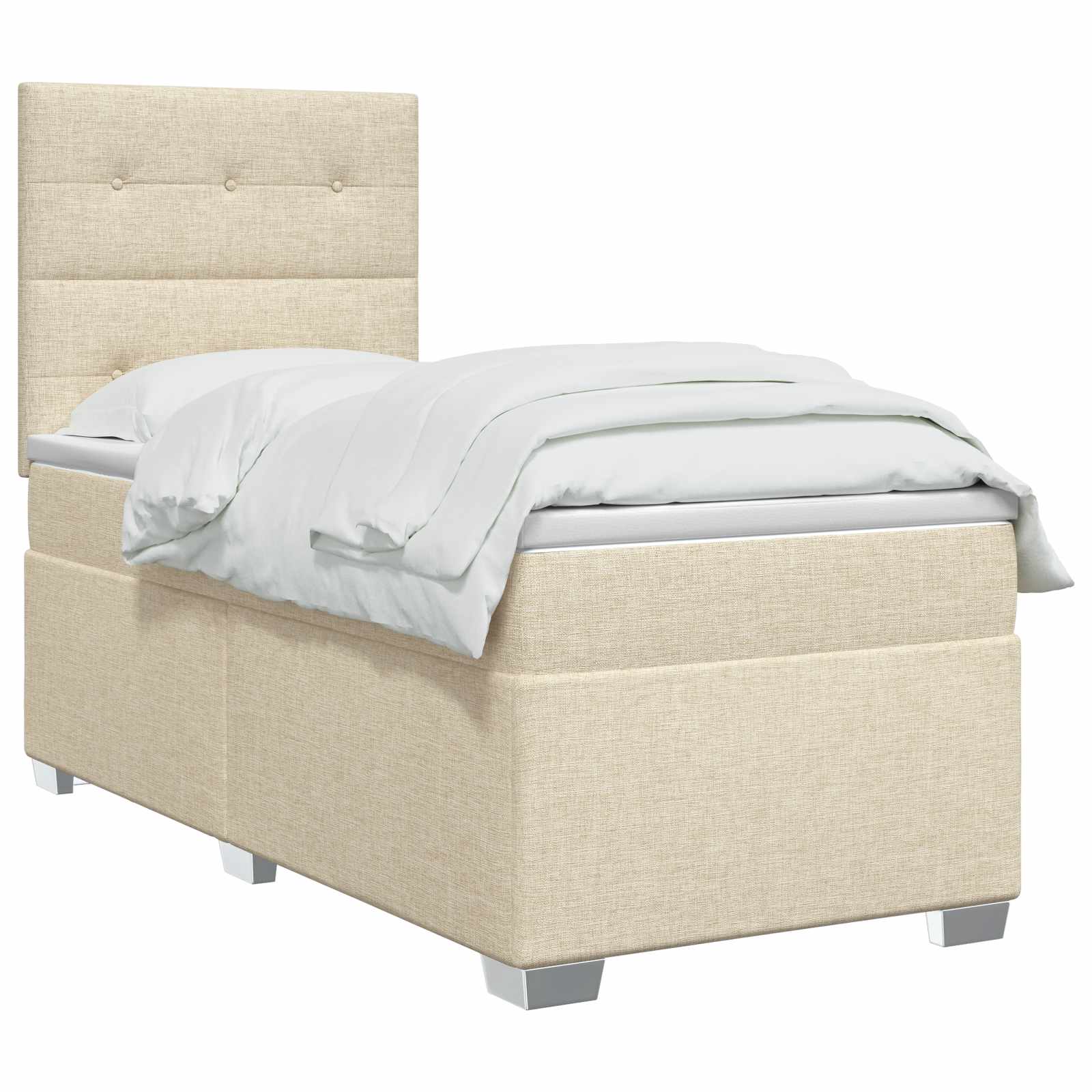 Boxspringbett mit Matratze Creme 100 x 200 cm Stoff