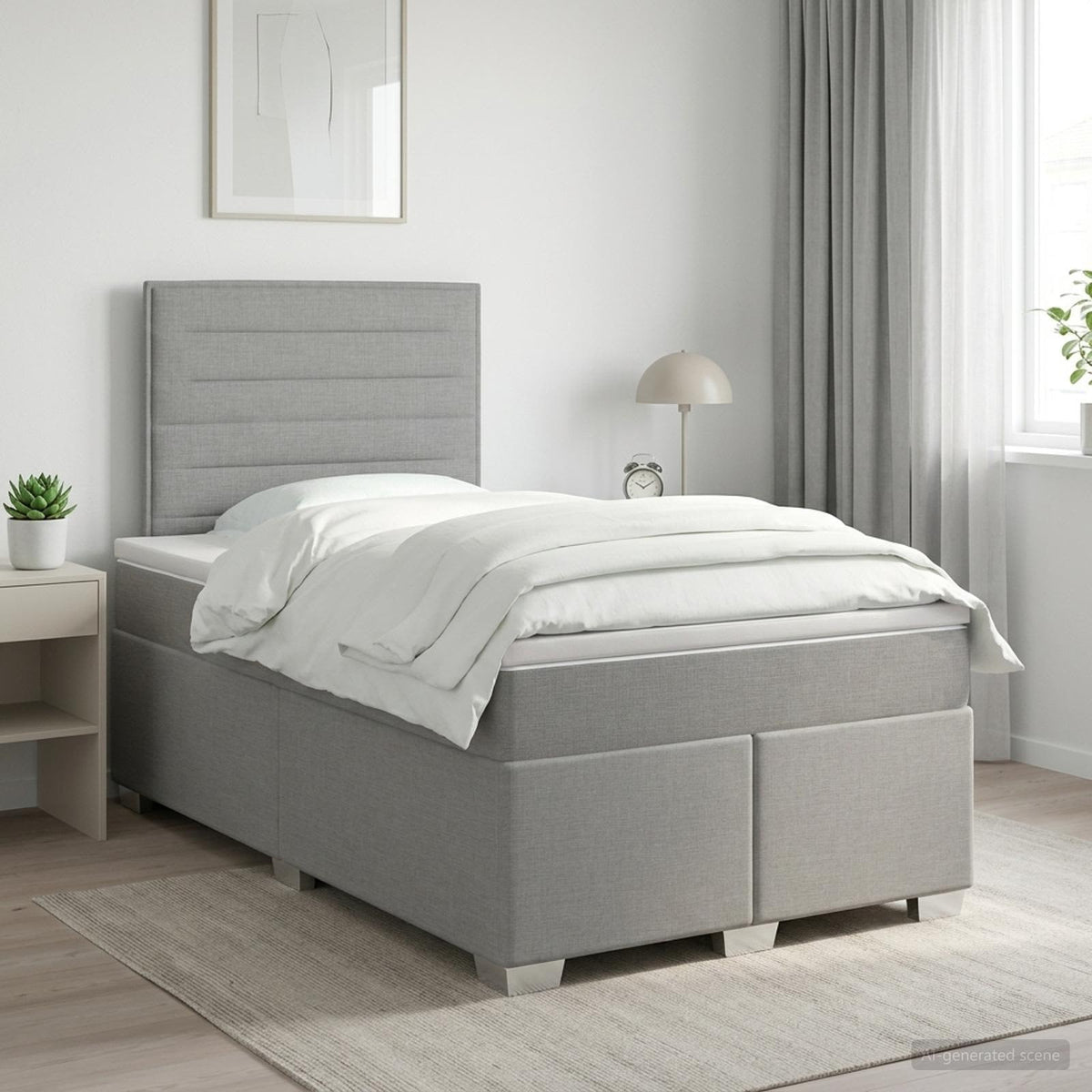 Boxspringbett mit Matratze Hellgrau 120 x 190 cm Stoff