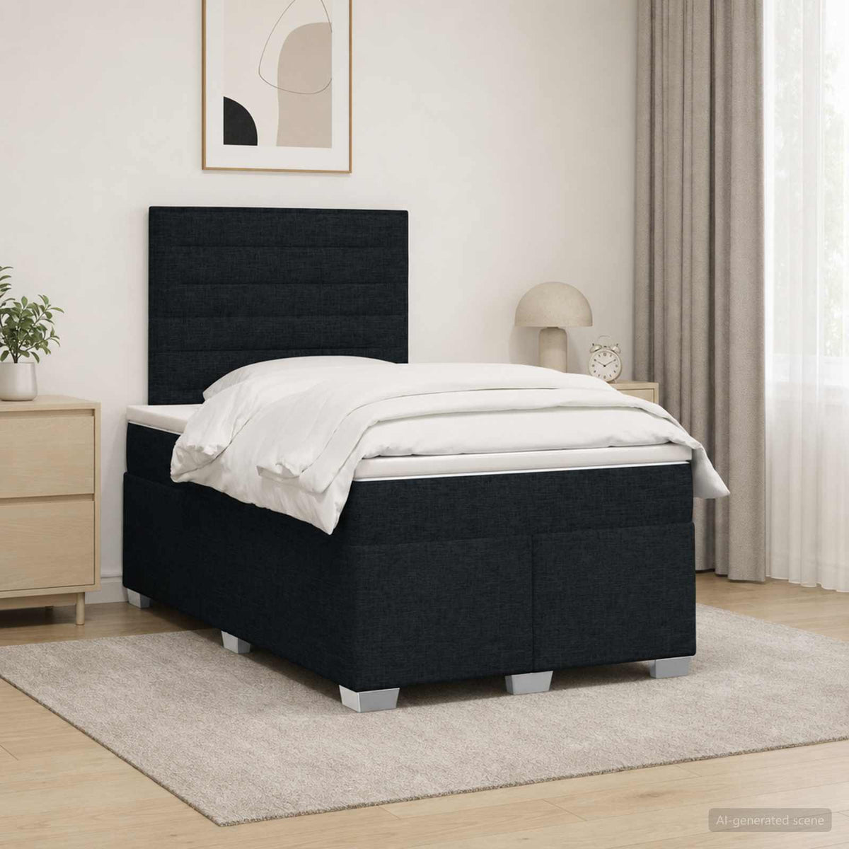 Boxspringbett mit Matratze Schwarz 120 x 190 cm Stoff