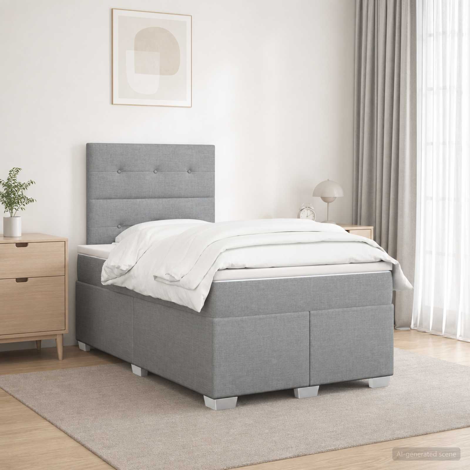 Boxspringbett mit Matratze Hellgrau 120 x 200 cm Stoff