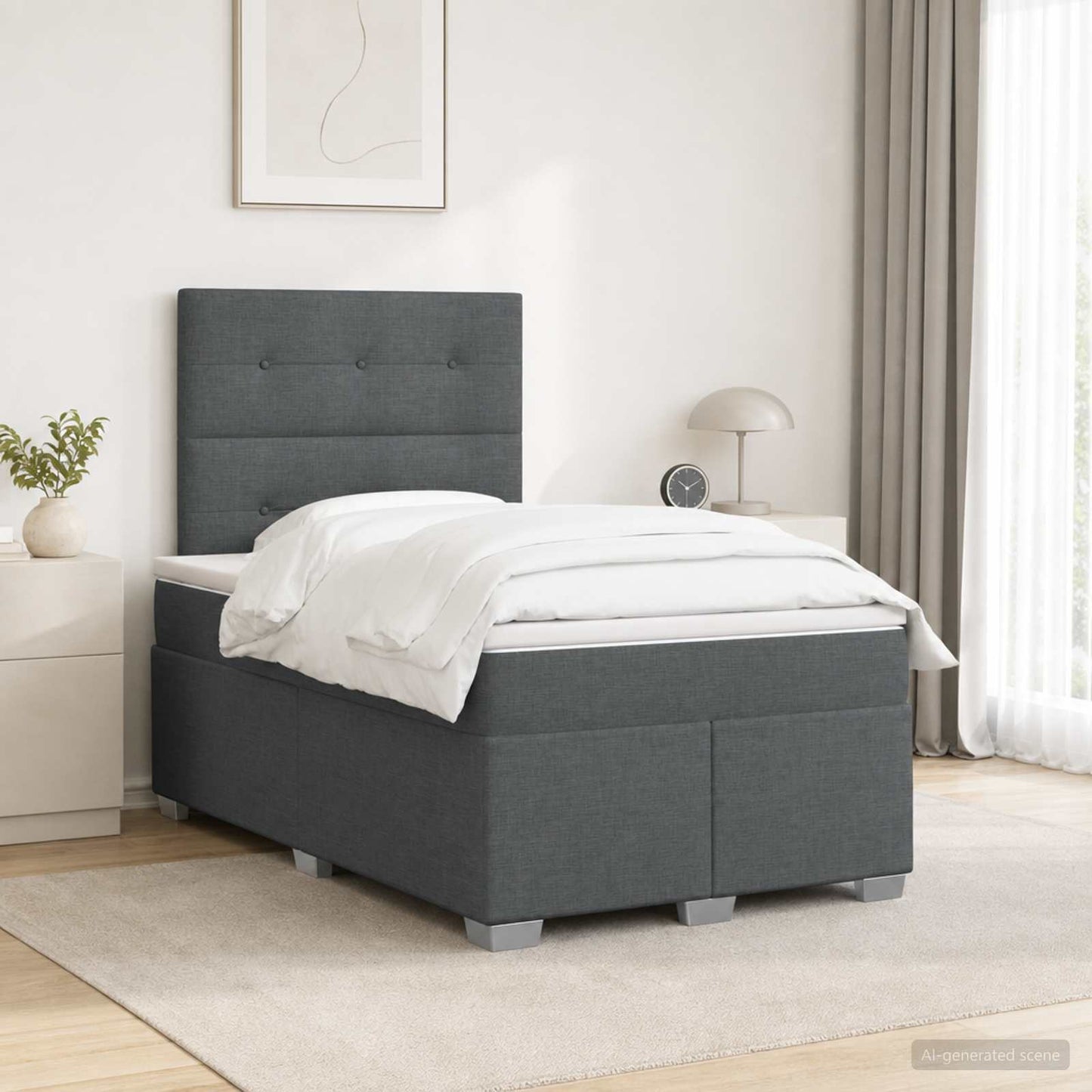 Boxspringbett mit Matratze Dunkelgrau 120 x 190 cm Stoff