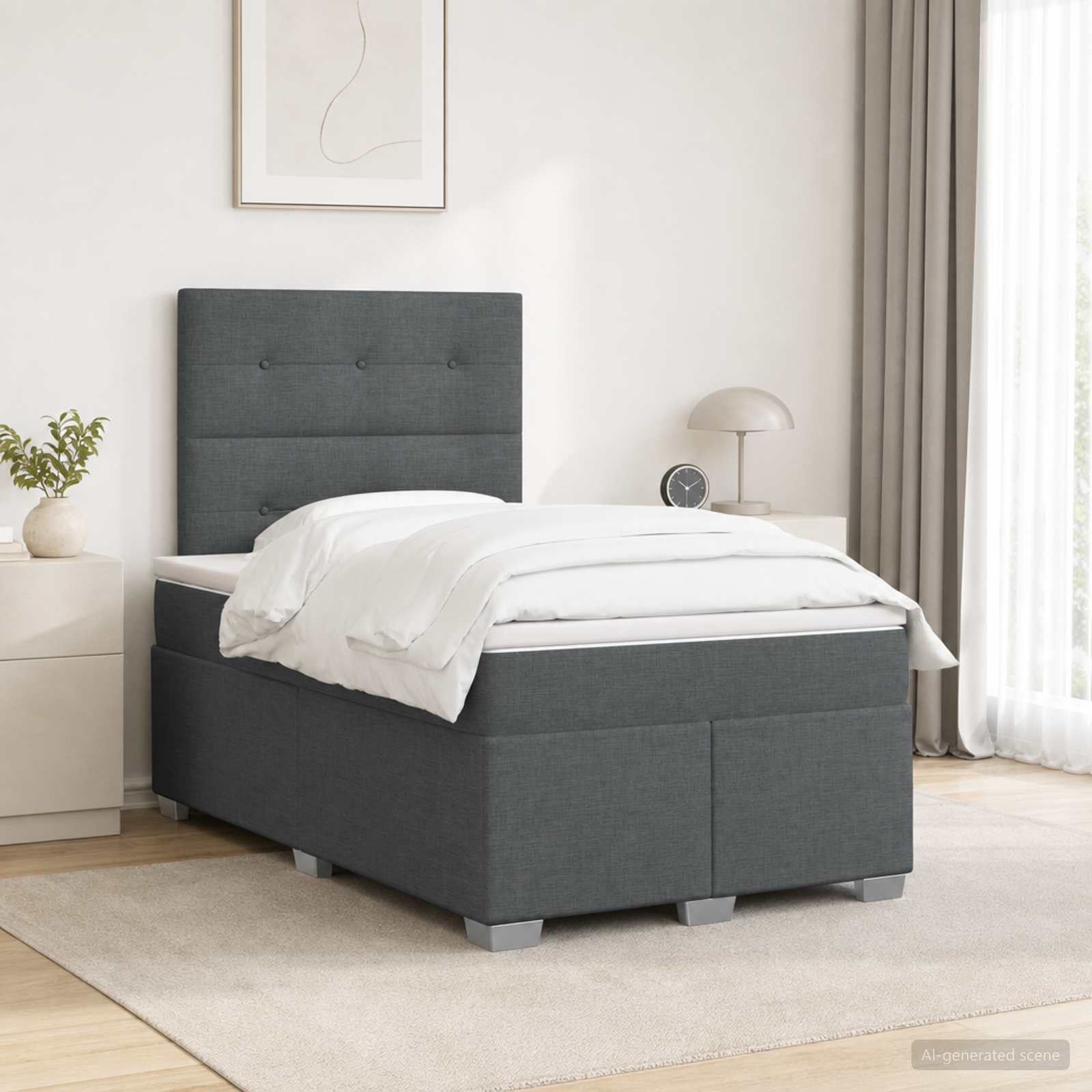 Boxspringbett mit Matratze Dunkelgrau 120 x 190 cm Stoff