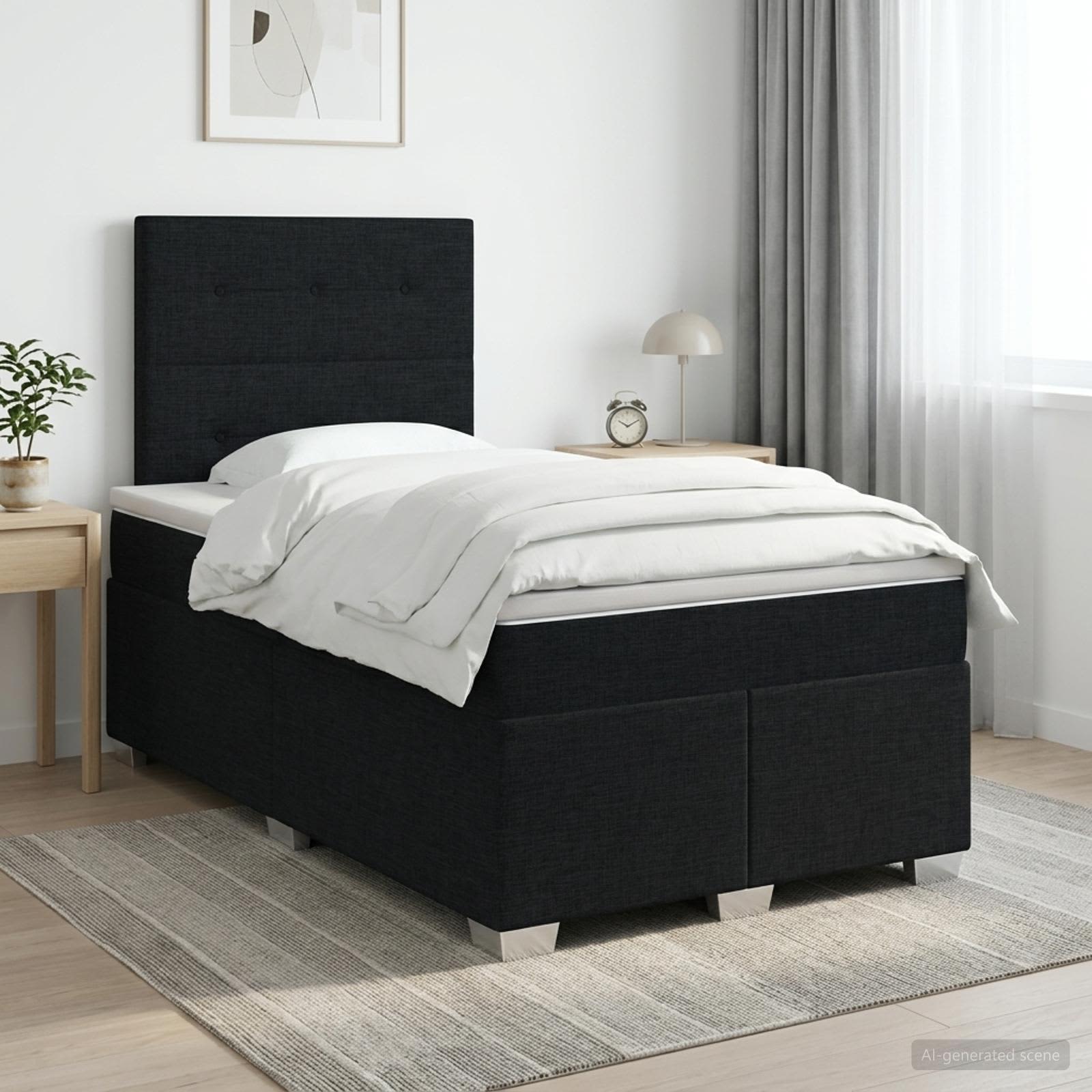 Boxspringbett mit Matratze Schwarz 120 x 200 cm Stoff