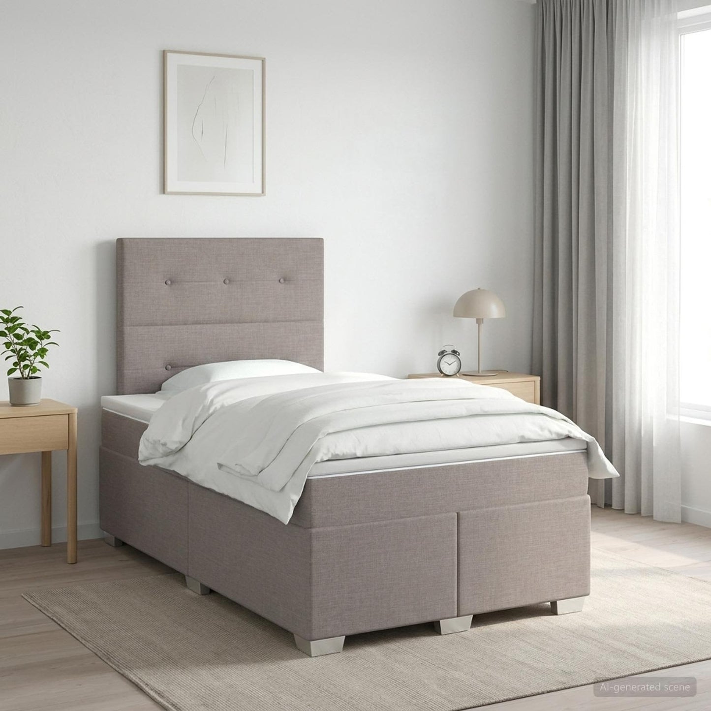 Boxspringbett mit Matratze Taupe 120 x 190 cm Stoff