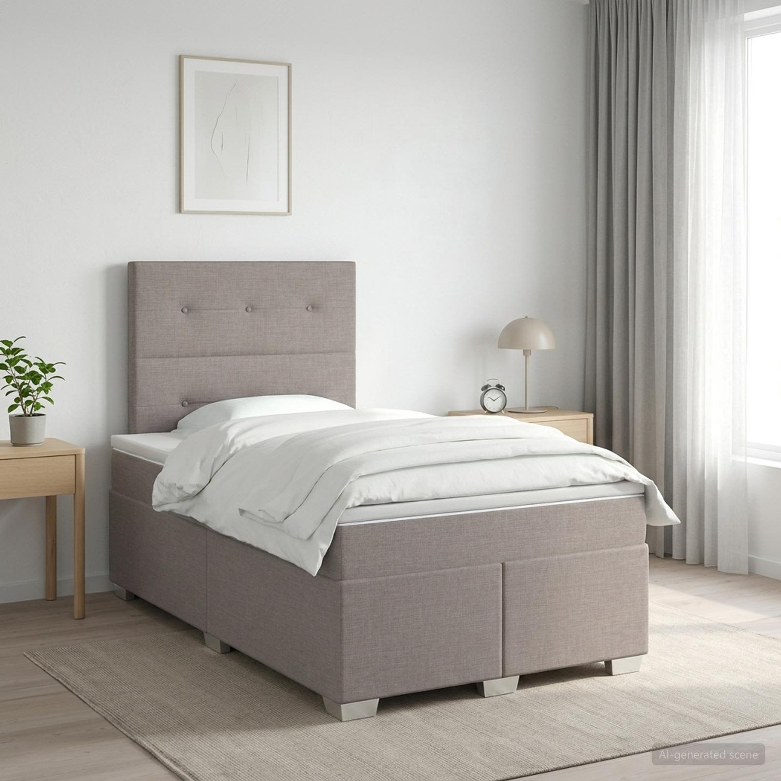 Boxspringbett mit Matratze Taupe 120 x 190 cm Stoff
