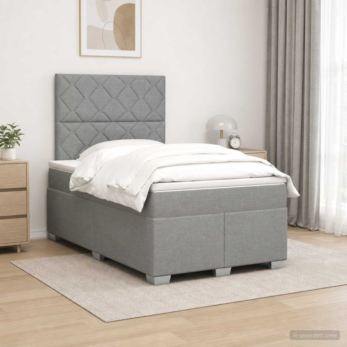 Boxspringbett mit Matratze Hellgrau 120 x 190 cm Stoff