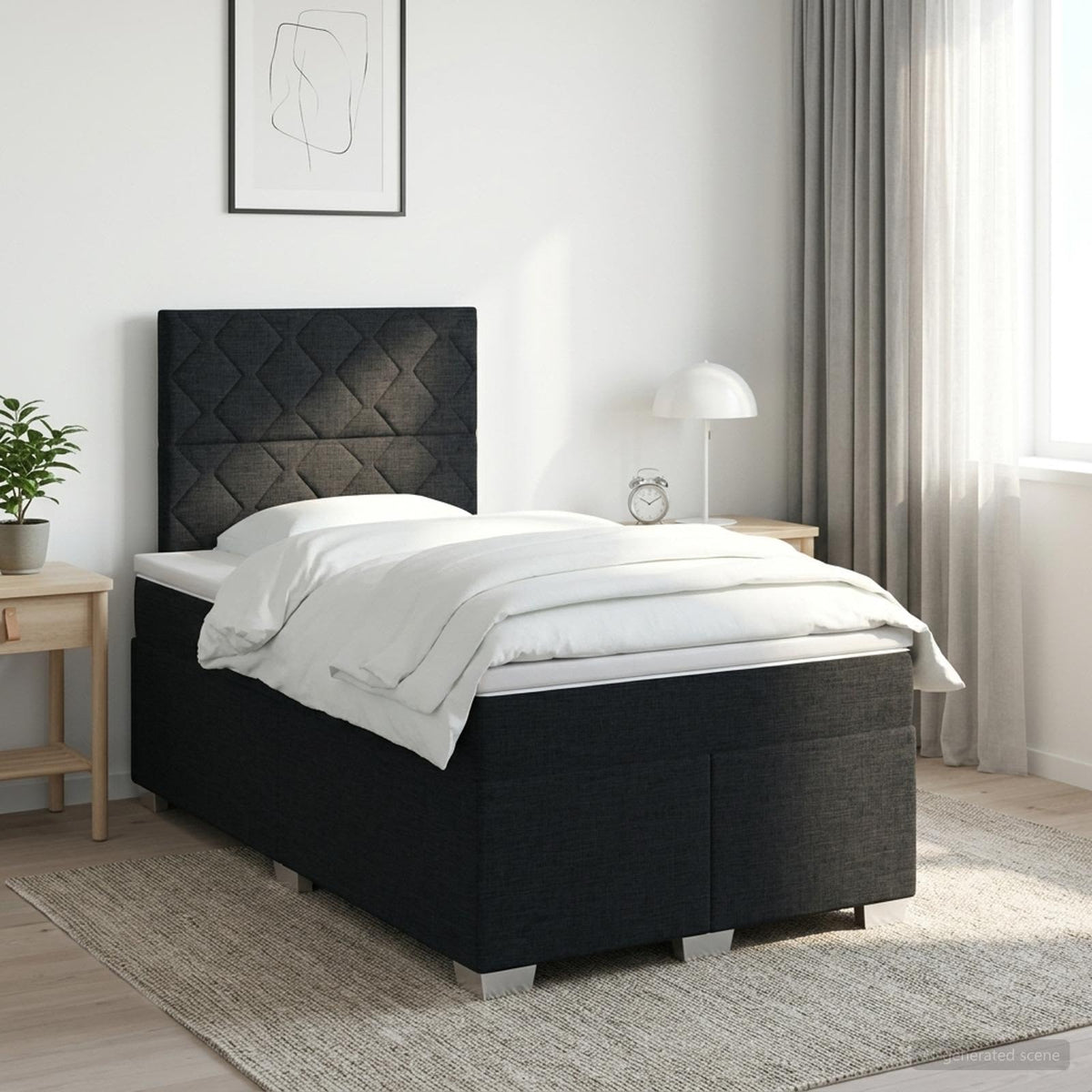Boxspringbett mit Matratze Schwarz 120 x 190 cm Stoff