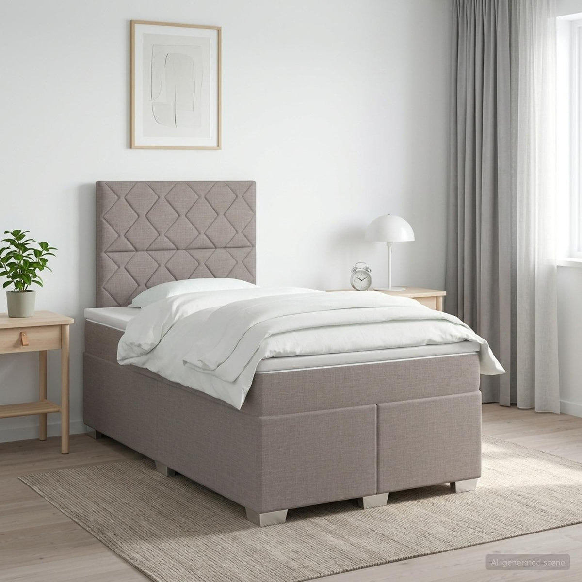 Boxspringbett mit Matratze Taupe 120 x 190 cm Stoff