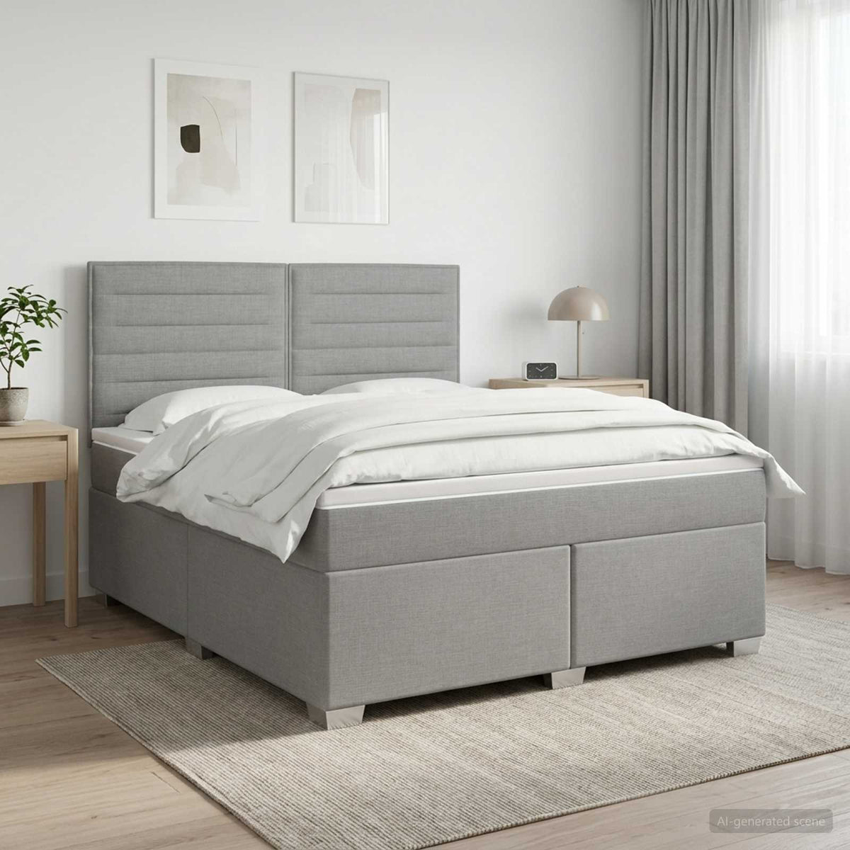 Boxspringbett mit Matratze Hellgrau 160 x 200 cm Stoff