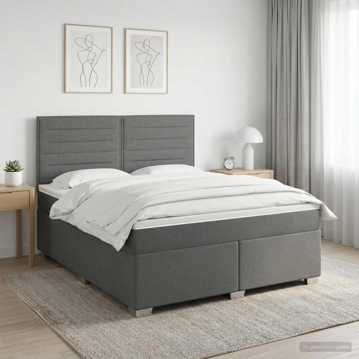 Boxspringbett mit Matratze Dunkelgrau 160 x 200 cm Stoff