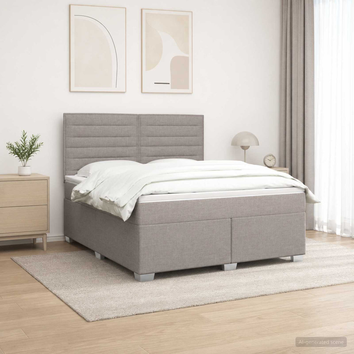 Boxspringbett mit Matratze Taupe 140 x 190 cm Stoff
