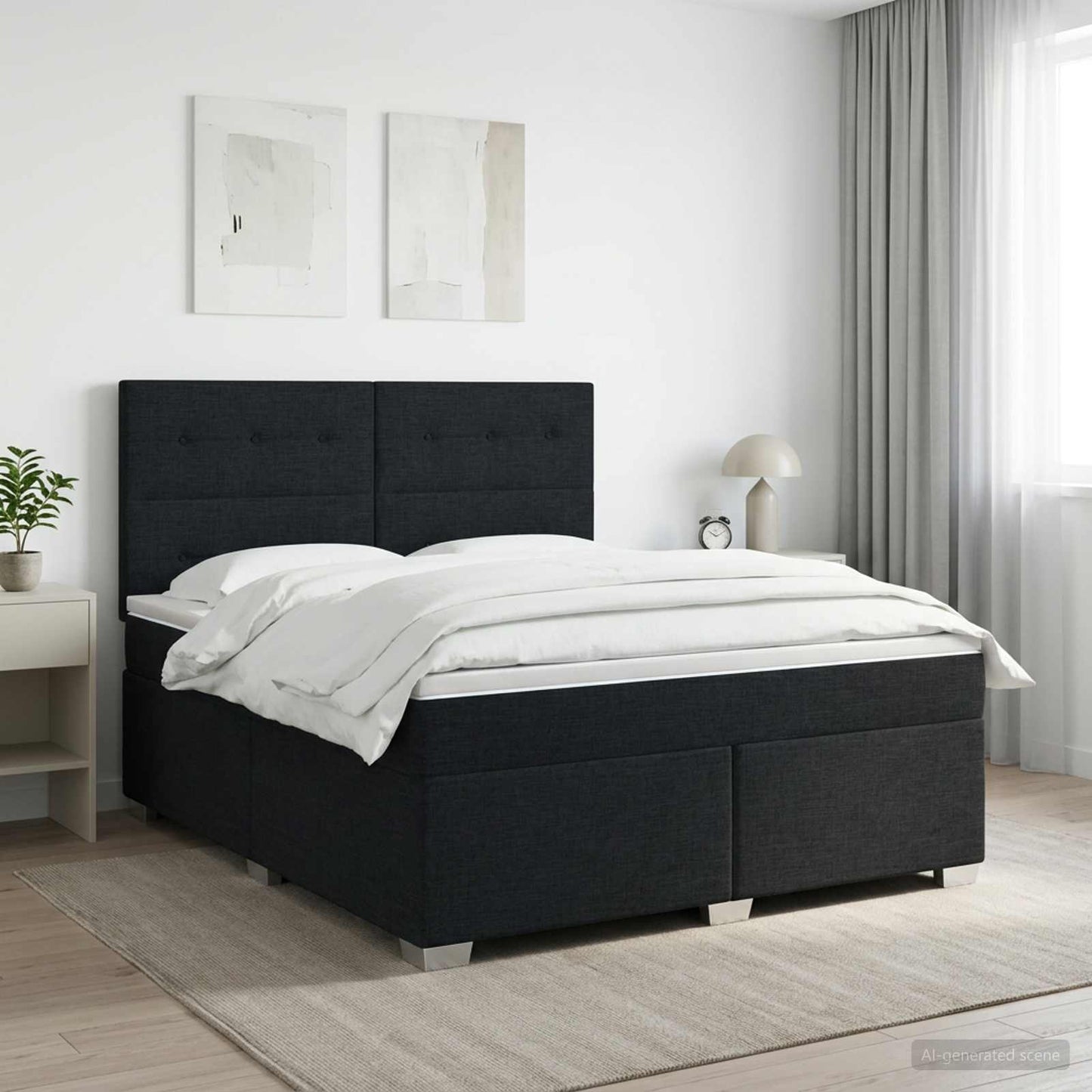 Boxspringbett mit Matratze Schwarz 140 x 190 cm Stoff