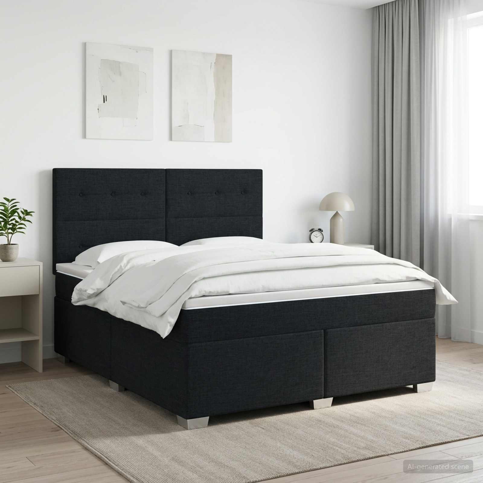 Boxspringbett mit Matratze Schwarz 140 x 200 cm Stoff