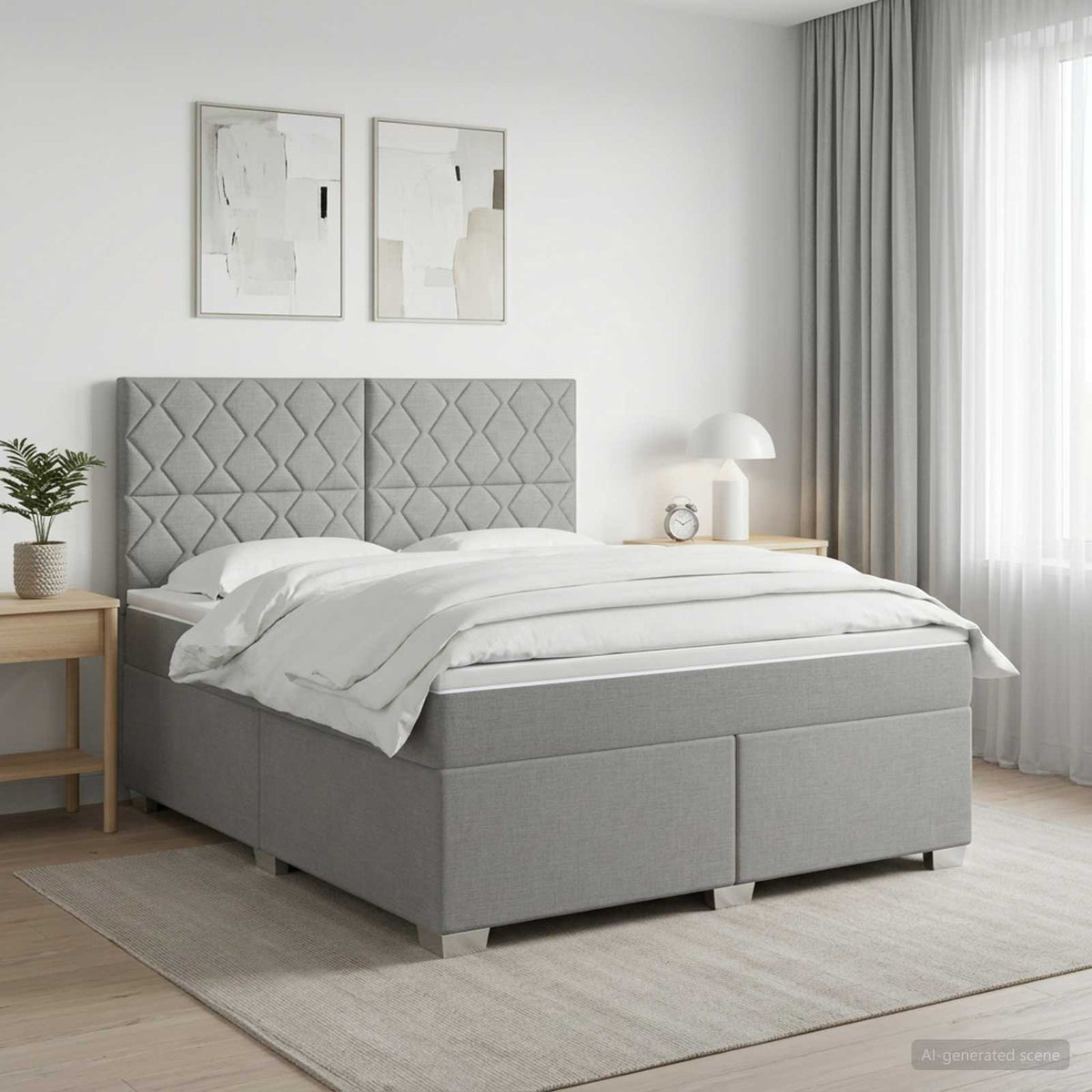 Boxspringbett mit Matratze Hellgrau 160 x 200 cm Stoff