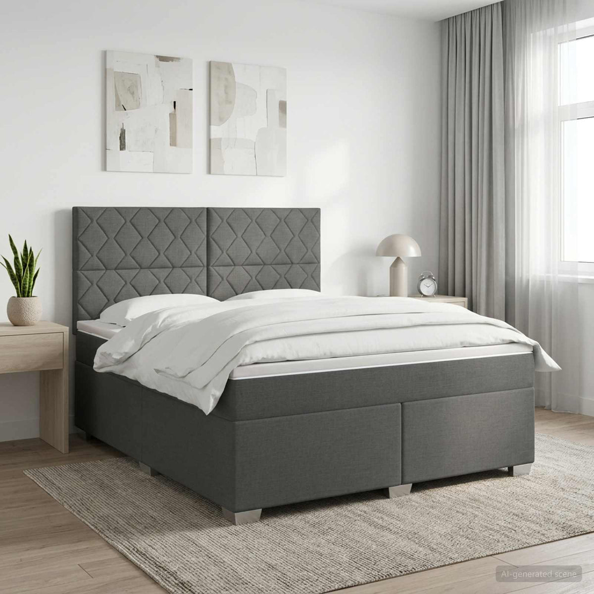 Boxspringbett mit Matratze Dunkelgrau 140 x 200 cm Stoff