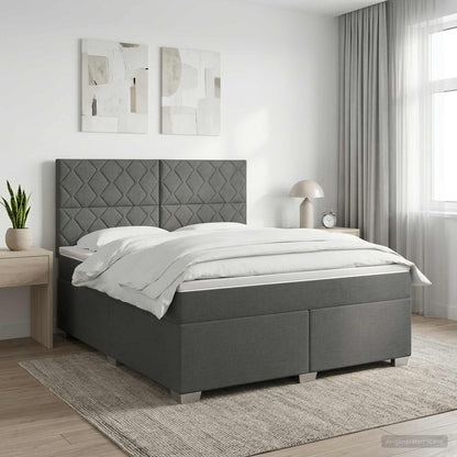 Boxspringbett mit Matratze Dunkelgrau 140 x 200 cm Stoff