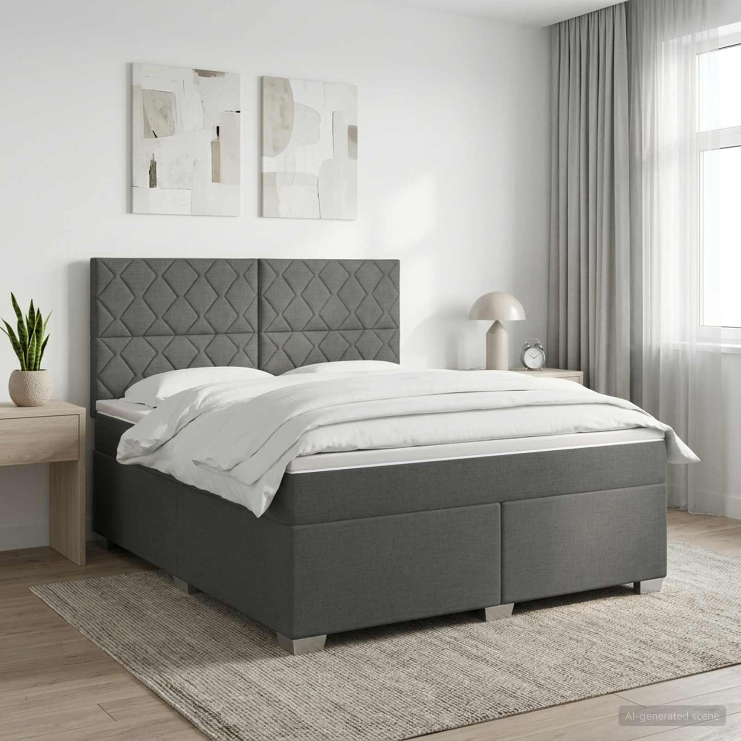 Boxspringbett mit Matratze Dunkelgrau 140 x 190 cm Stoff