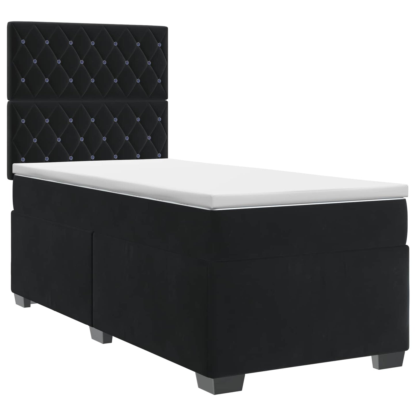 Boxspringbett mit Matratze Schwarz 80 x 200 cm Samt