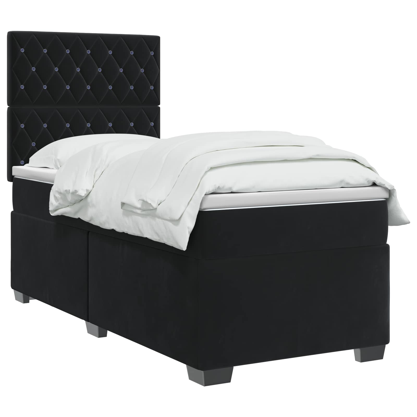 Boxspringbett mit Matratze Schwarz 80 x 200 cm Samt