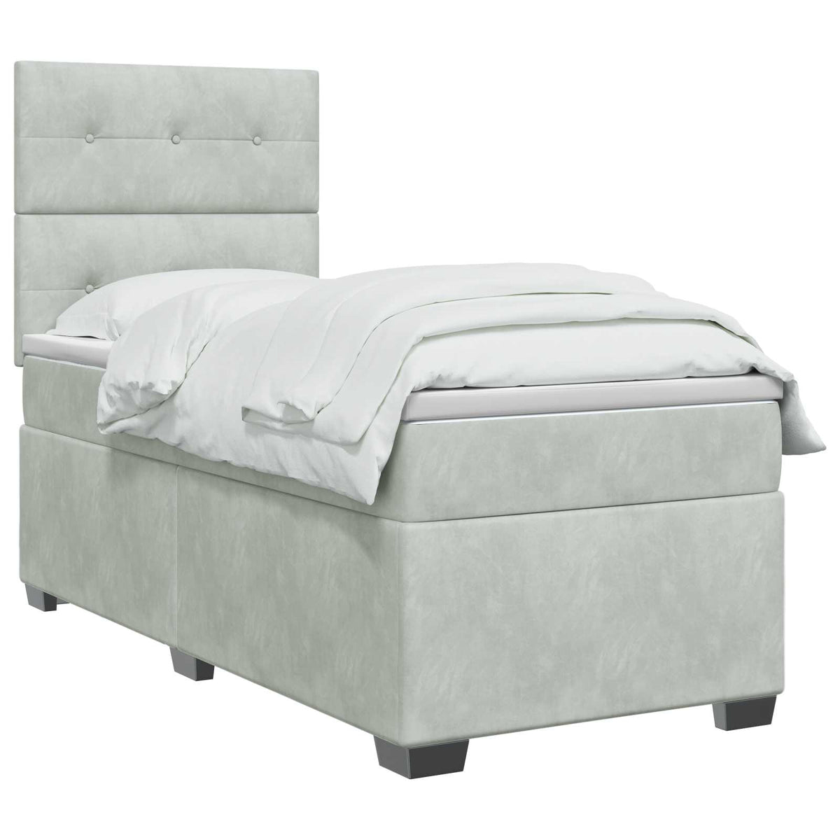 Boxspringbett mit Matratze Hellgrau 80 x 200 cm Samt