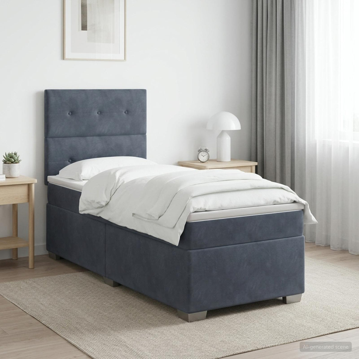 Boxspringbett mit Matratze Dunkelgrau 80 x 200 cm Samt
