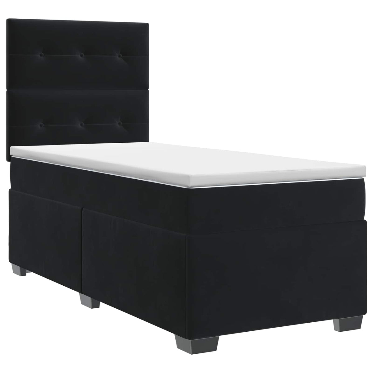 Boxspringbett mit Matratze Schwarz 80 x 200 cm Samt